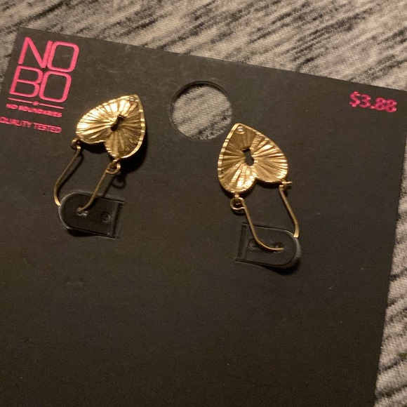 No Boundaries Gold-Tone Dangly Heart Shaped Lock Earrings - Picture 9 of 10